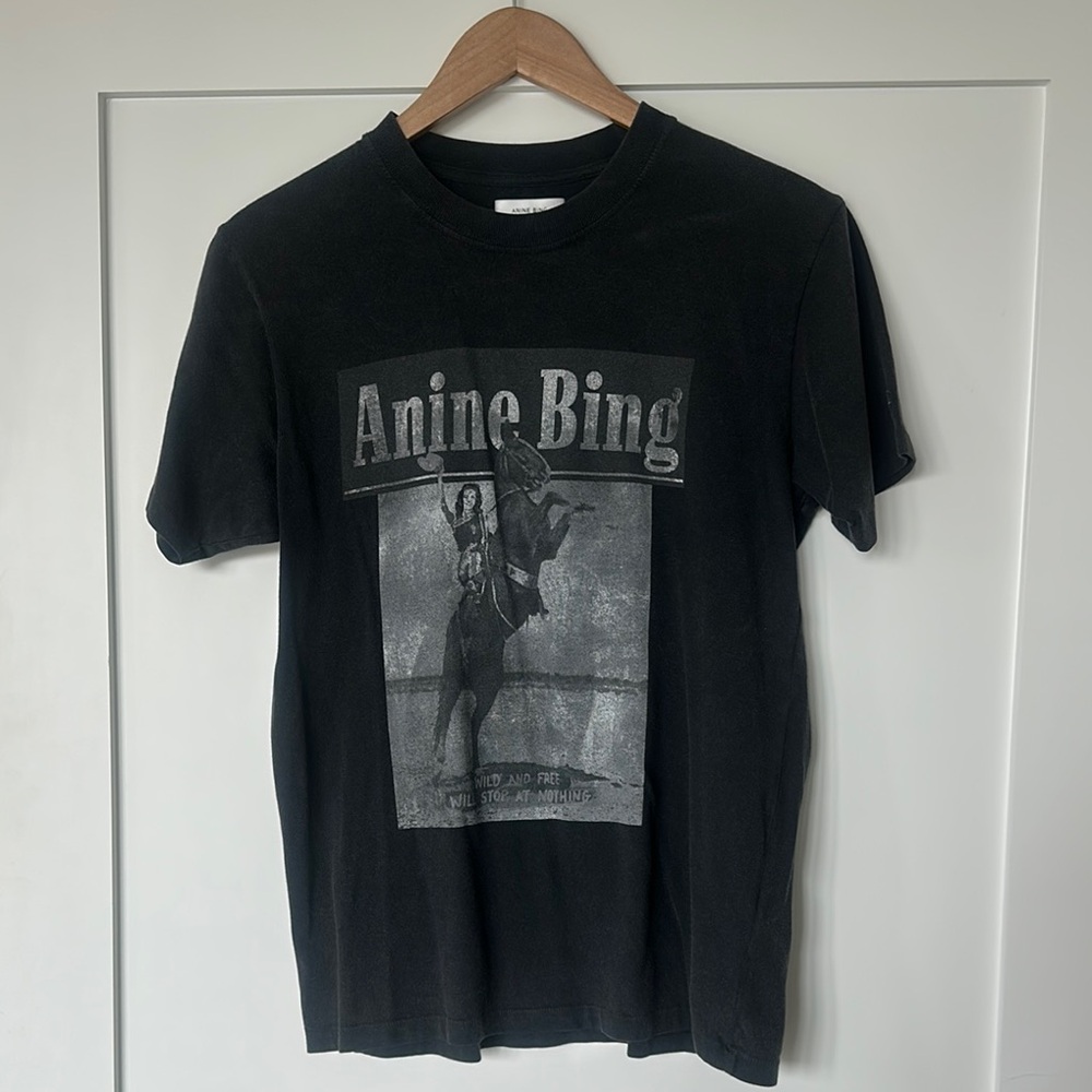 Anine Bing Black Graphic Short Sleeve T-Shirt